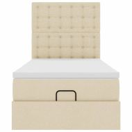 Османска легло с матрак и LED, кремаво, 80x200 см, плат