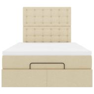 Османска легло с матрак и LED, кремаво, 120x200 см, плат