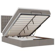 Османска легло с матрак и LED, кафяво, 140x190 см, плат