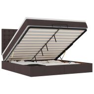 Османска легло с матрак и LED, тъмнокафяво, 200x200 см, плат