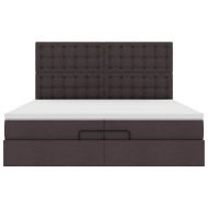 Османска легло с матрак и LED, тъмнокафяво, 200x200 см, плат