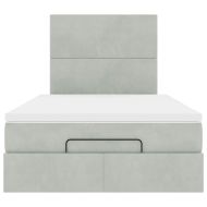 Османска легло с матраци и LED, светлосиво, 120x190 см, кадифе