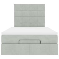 Османска легло с матраци и LED, светлосиво, 120x190 см, кадифе