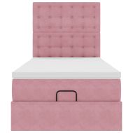 Османска легло с матраци и LED, розово, 90x190 см, кадифе