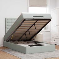 Османска легло с матраци и LED, светлосиво, 120x190 см, кадифе