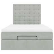 Османска легло с матраци и LED, светлосиво, 120x190 см, кадифе