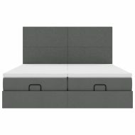 Османска легло с матраци и LED, тъмносиво, 160x200 см, плат