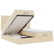 Османска легло с матраци и LED, кремаво, 160x200 см, плат