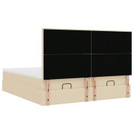 Османска легло с матраци и LED, кремаво, 160x200 см, плат