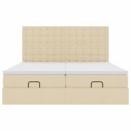 Османска легло с матраци и LED, кремаво, 160x200 см, плат