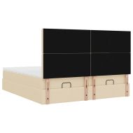 Османска легло с матраци и LED, кремаво, 160x200 см, плат