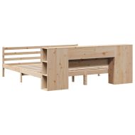 Легло с етажерка за книги, без матрак, 180x200 см, бор масив