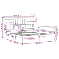 Легло с етажерка за книги, без матрак, 180x200 см, бор масив