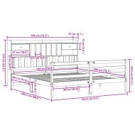 Легло с етажерка за книги, без матрак, 180x200 см, бор масив