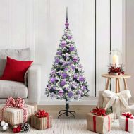 С изкуствено коледно дърво с 150 LED светодиода Бяло 120 cm