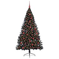 Изкуствена коледна елха с подсветка Черно 180 cm ПВЦ