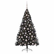 Изкуствена коледна елха с подсветка Черно 180 cm ПВЦ