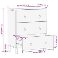 Страничен шкаф 60x33x75 см манго масивно дърво