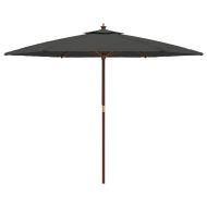 Градински чадър с дървен прът, антрацит, 299x240 см