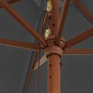 Градински чадър с дървен прът, антрацит, 299x240 см