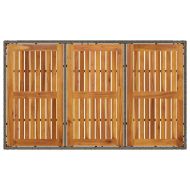 Градинска маса с плот от акация, сиво, 150x90x75 см, полиратан