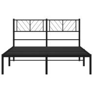 Метална рамка за легло с горна табла, черна, 160x200 см