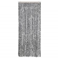 Ресни за врата против мухи, черно и бяло, 56x200 см, шенил