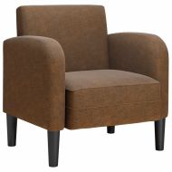 Разтегателен диван с подлакътници кафяв 54 см изкуствена кожа