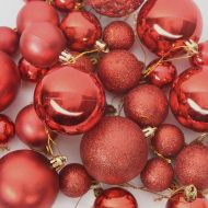Комплект коледни топки 120 pcs Червено Пластмаса