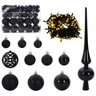 Комплект коледни топки 61 pcs Черно Пластмаса