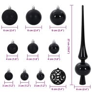 Комплект коледни топки 120 pcs Черно Пластмаса