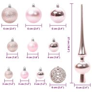 Комплект коледни топки 120 pcs Розово Пластмаса