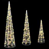 Коледно дърво 3 pcs Топло бяло 20 х 20 х 80 см PET