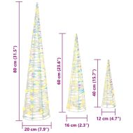 Коледно дърво 3 pcs Топло бяло 20 х 20 х 80 см PET