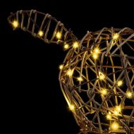 3D елен с 140 LED светодиода Топло бяло 68 x 26 x 126 см Ратан