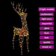 3D елен с 140 LED светодиода Топло бяло 68 x 26 x 126 см Ратан