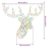 Глава на елен с 140 LED светодиода цветно 60 cm Акрил