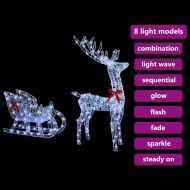 Дядо Коледа, който дърпа шейна Студено бяло 70 x 26 x 128.5 см