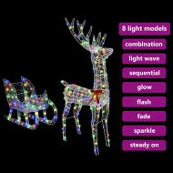 Дядо Коледа, който дърпа шейна цветно 70 x 26 x 128.5 см Акрил