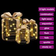 Декорация за Подаръчна Кутия 3 pcs Топло бяло Ратан