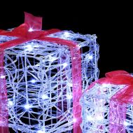 Кутия за подарък 3 pcs Студено бяло 20 x 20 x 20 см Акрил