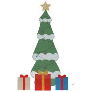 Озеленена коледна елха с 3 подаръчни кутии 2D топло бяла 150 cm