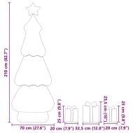 Озеленена коледна елха с 3 подаръчни кутии 2D топло бяла 210 cm