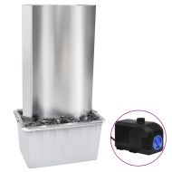 Градински фонтан сребрист 60,2x37x122,1 см неръждаема стомана