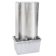 Градински фонтан сребрист 60,2x37x122,1 см неръждаема стомана