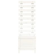 Градинска кашпа със стойка бяла 39x39,5x114 см дърво бор масив