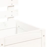 Градинска кашпа със стойка бяла 39x39,5x114 см дърво бор масив