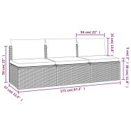 3-местен градински диван с възглавници, сив, полиратан