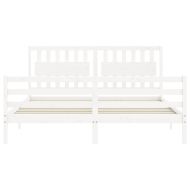 Рамка за легло с табла бяла Super King Size дърво масив