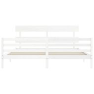 Рамка за легло с табла бяла Super King Size дърво масив